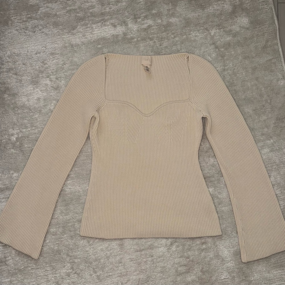 H&M Rib-knit Top, M, Cream - Picture 5 of 15